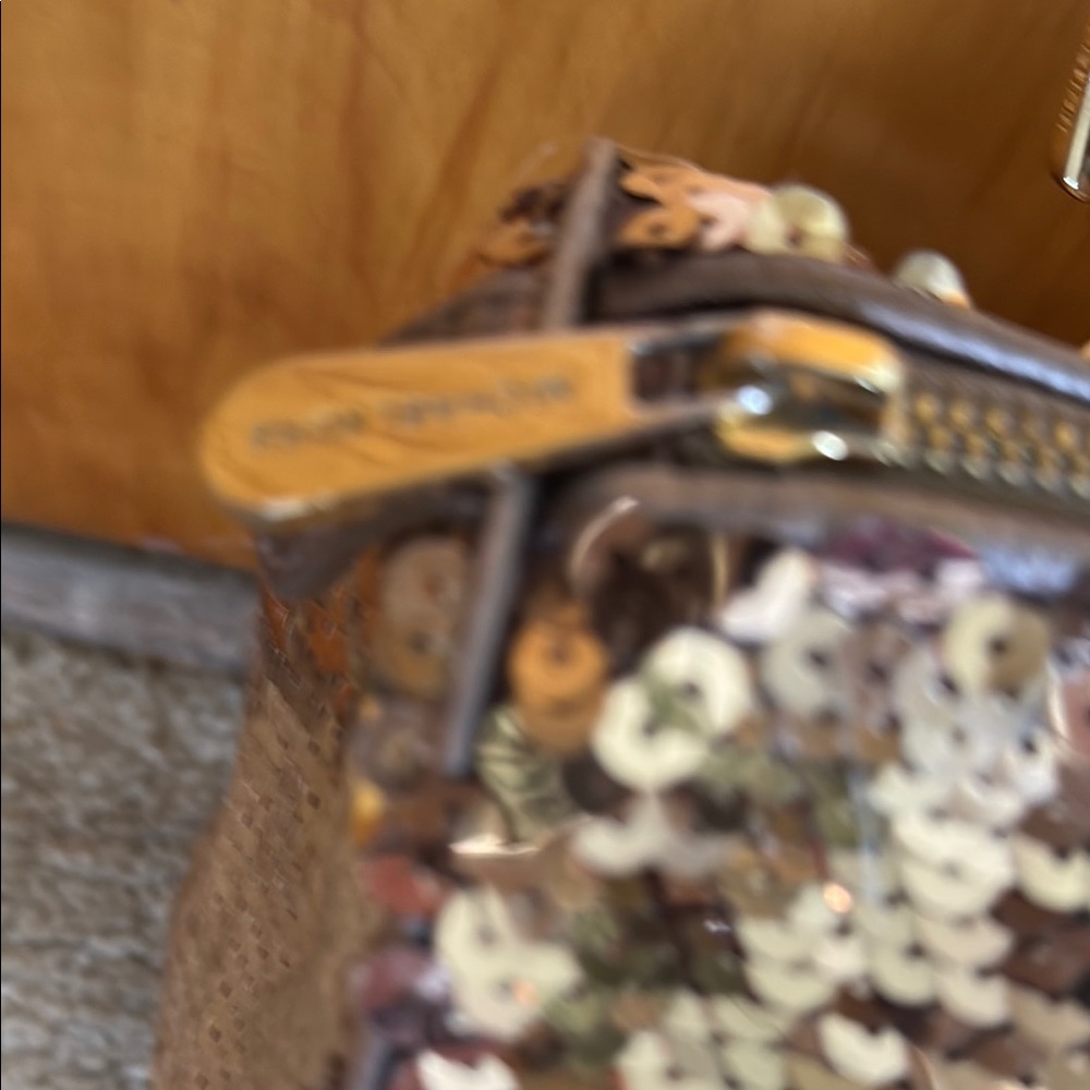 Michael Kors Gold Tan Satchel with Sequined Design - Picture 5 of 12